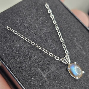 Sterling Silver 925 Necklace With Gemstone Pendant Set In Sterling